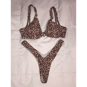 Leopard print thong bikini